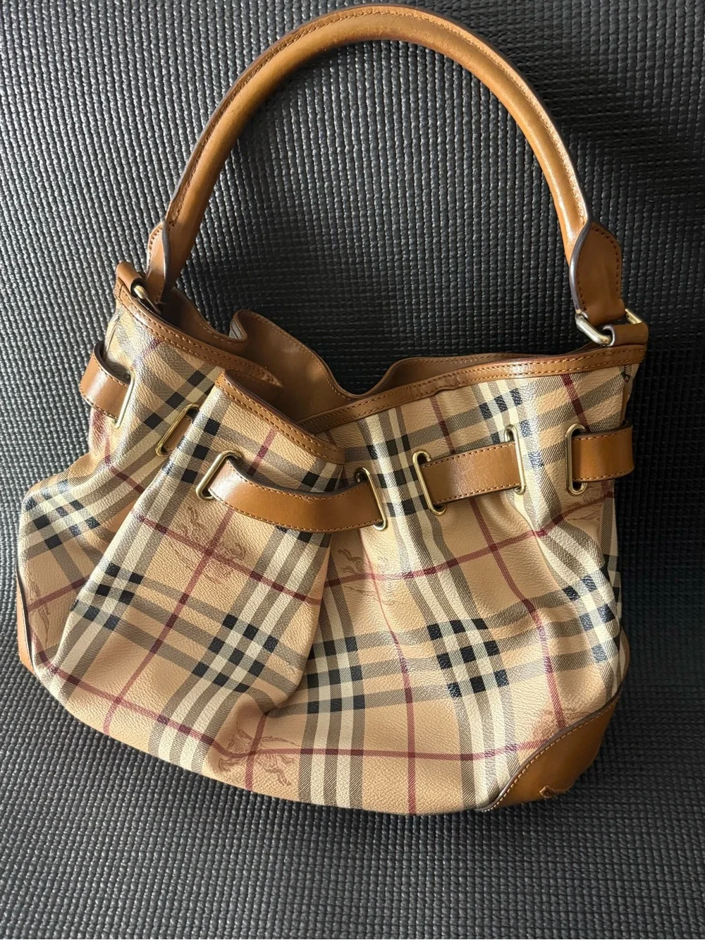 Authentic Burberry Walden Haymarket Check Hobo Bag